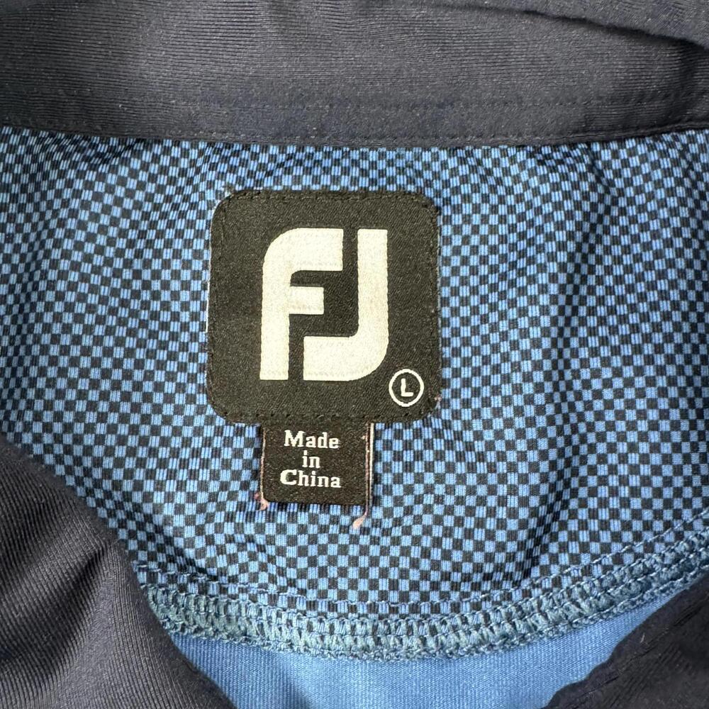 FJ Foot Joy Polo Shirt Mens Large Navy Blue Geometric Performance Golf - Picture 8 of 12
